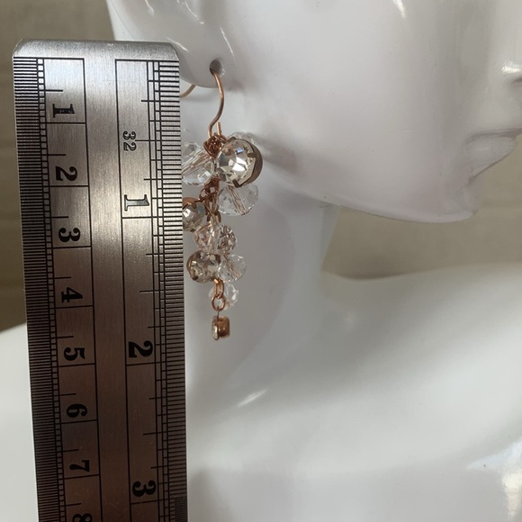 Crystal gold tone Drop dangle Earrings french hook costume jewelry - Picture 2 of 4